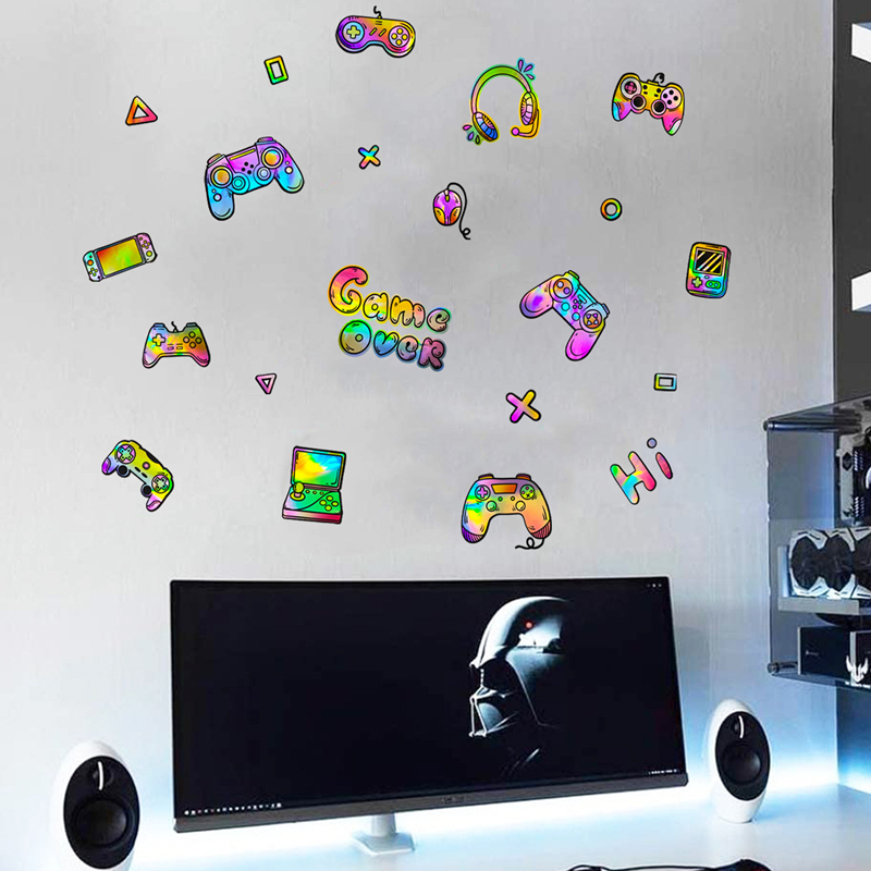 레이저 소재 색상 그라데이션 게임 콘솔 비닐 벽 스티커 - Gaming Console Zone 리뷰 및 가격